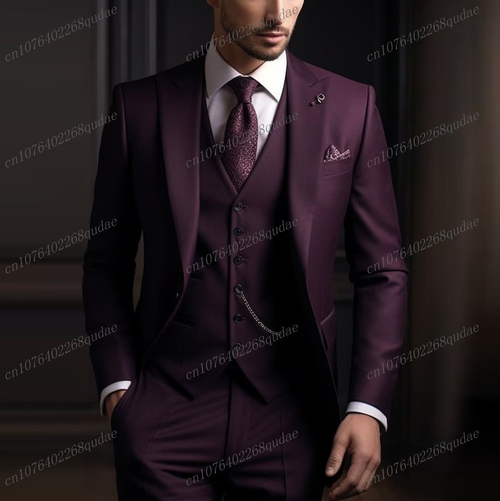 Formal Wear Jersey For Men - Formal Dark Purple Men Suit Wedding