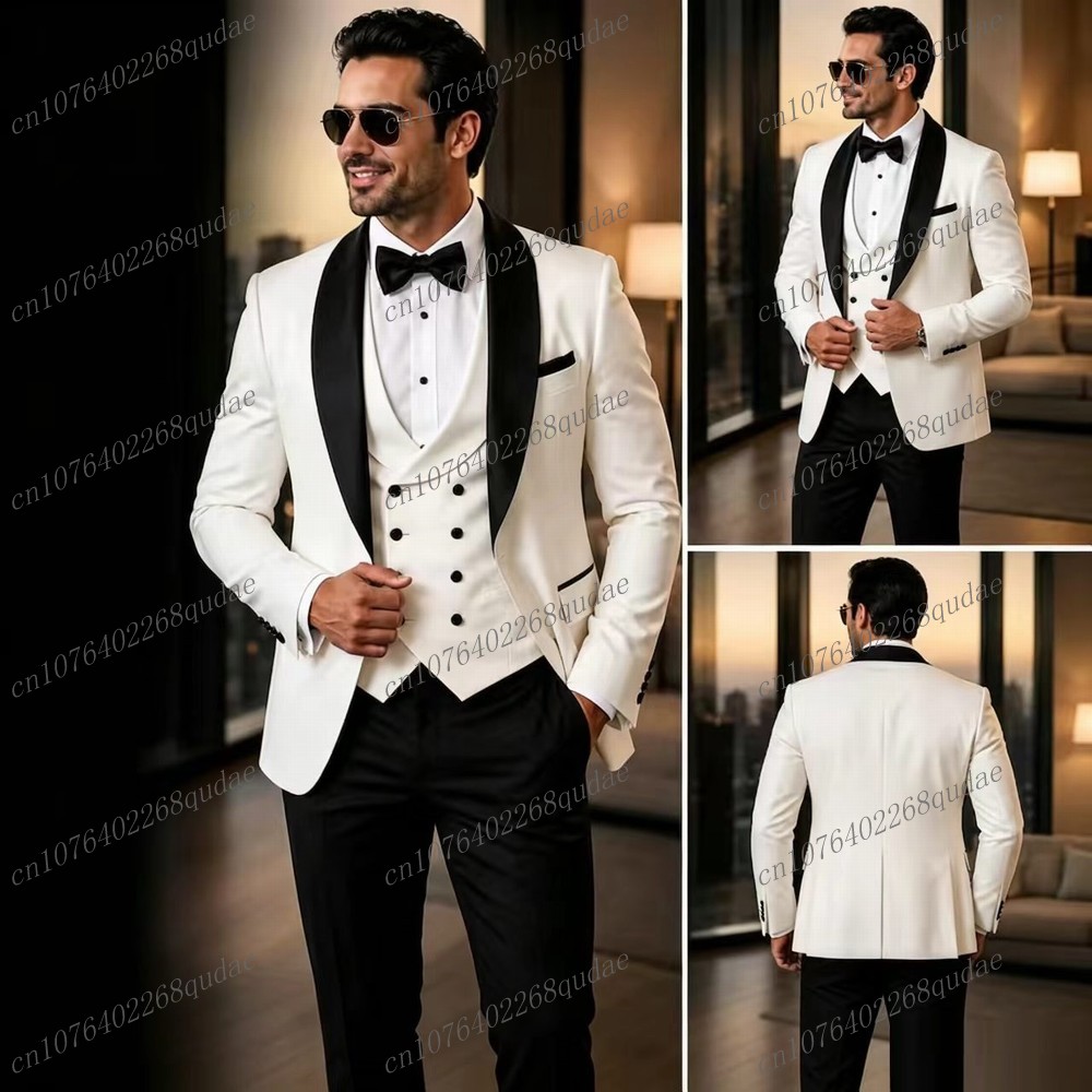 Formal Wear Jersey For Men - White And Black Formal Men Suit