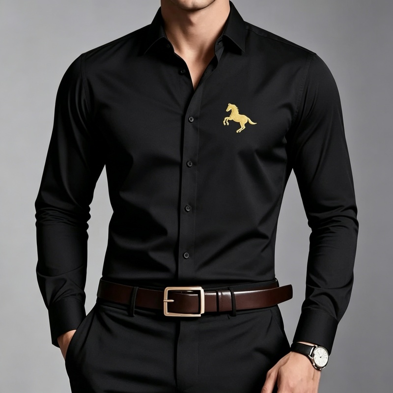 Elegant Golden Horse Logo Prin - Men Formal Wear Shop review and price