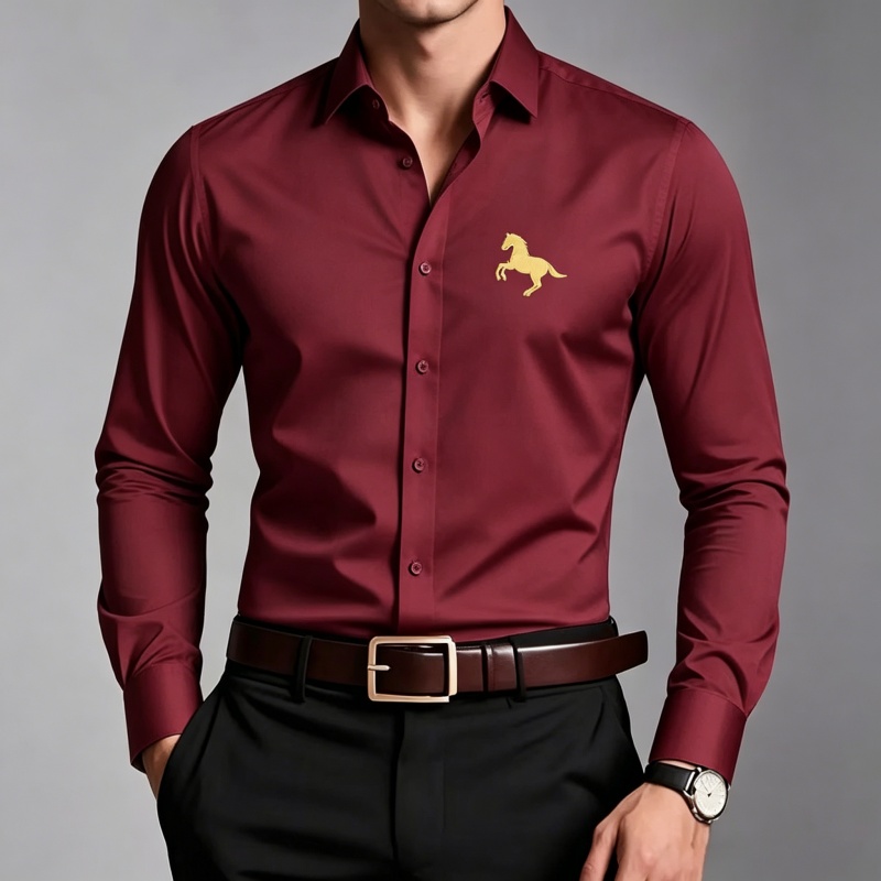 Elegant Golden Horse Logo Prin - Men Formal Wear Shop review and price