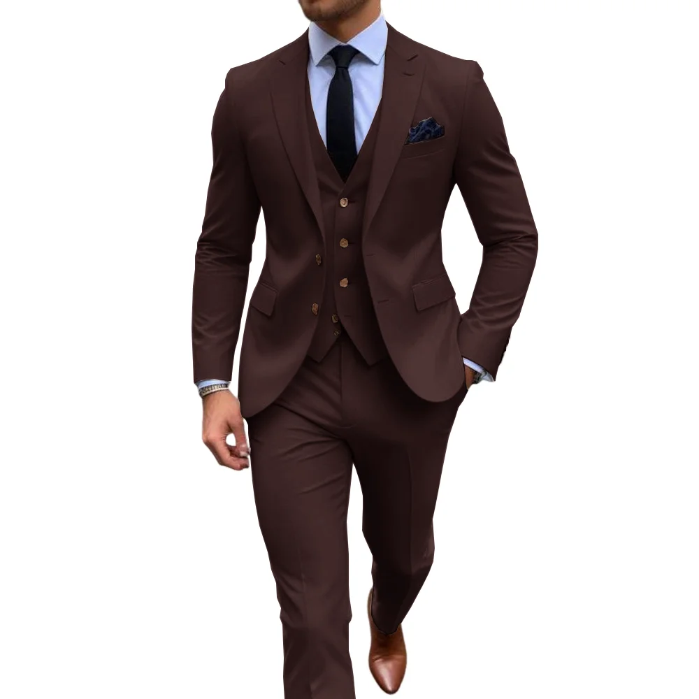 Men's Stylish Khaik 3 Piece Su - Men Formal Wear Shop review and price